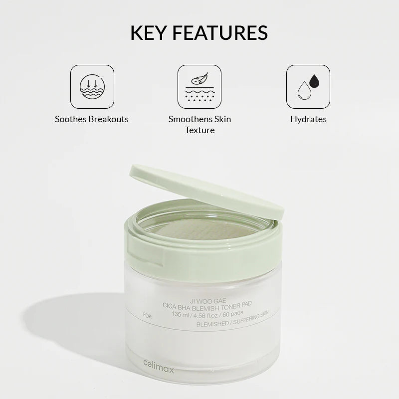 Ji Woo Gae Cica BHA Blemish Toner Pad | Tónico