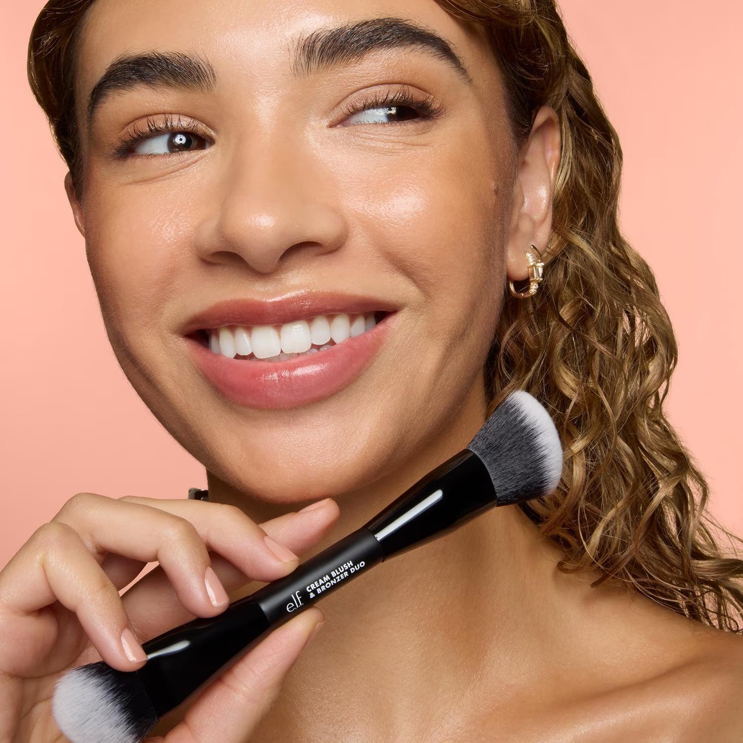 Cream blush & bronzer duo brush | Brocha para rubor y bronceador