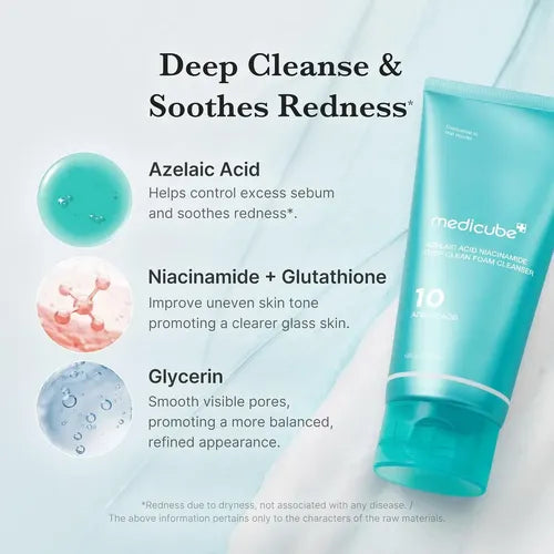 Azelaic Acid Niacinamide Deep Clean Foam Cleanser | Limpiador facial ácido azelaico