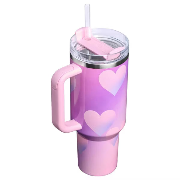 Stanley Valentine's Day | Powder Pink Heart Gradient Flowstate Quencher Tumbler | 40 oz | Termo