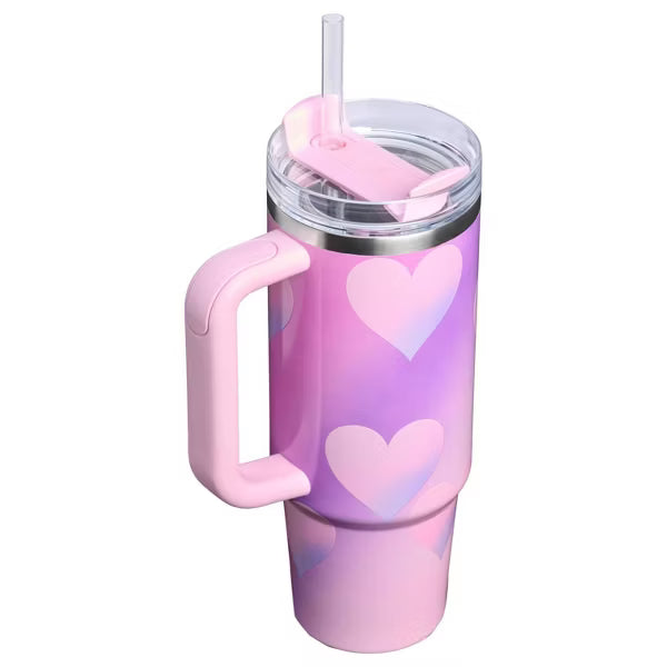 Stanley Valentine's Day | Powder Pink Heart Gradient Flowstate Quencher Tumbler | 30 oz | Termo