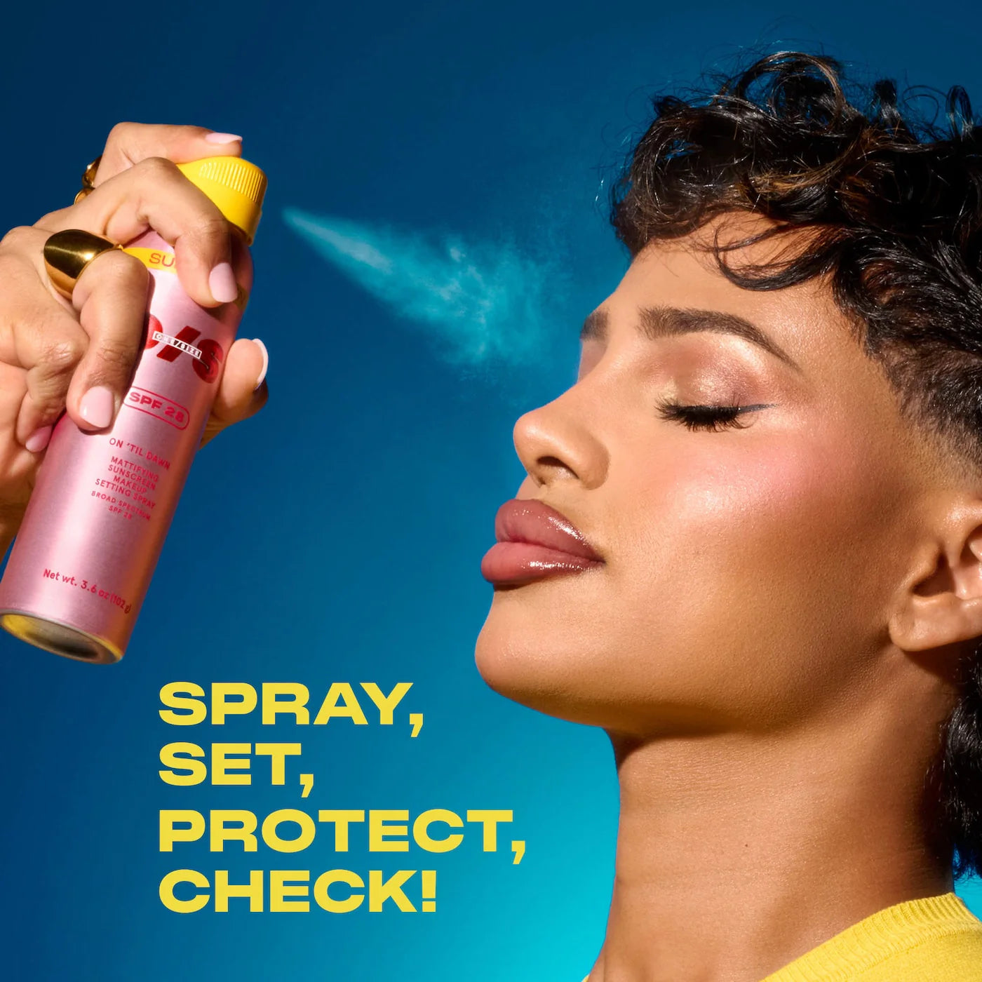 On Til Dawn Mattyfing Sunscreen Spray SPF 28 | Fijador con protector solar