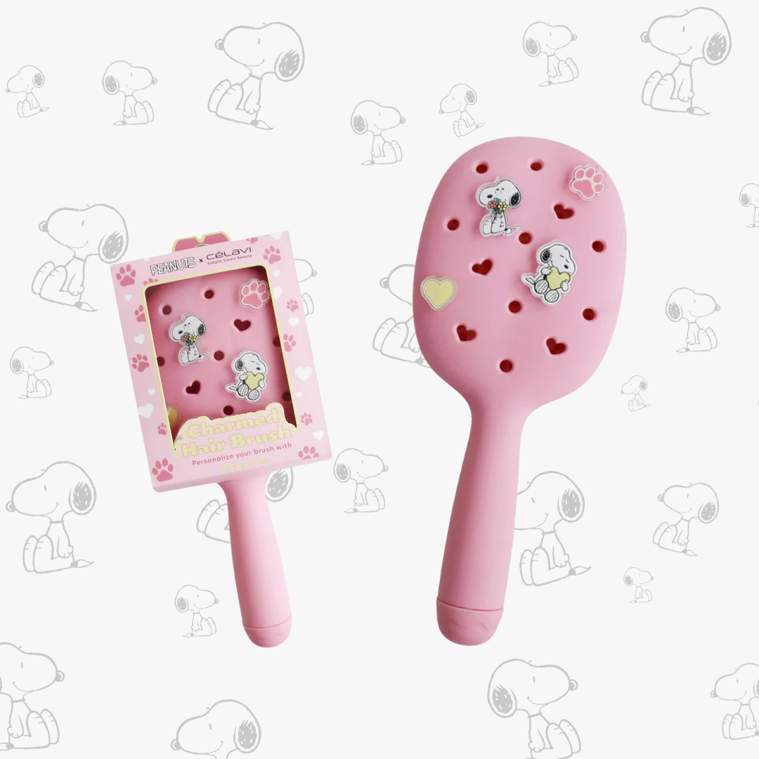 Pinkysh Charmed Hair Brush Peanuts | Cepillo para el cabello + 4 Charms Snoopy