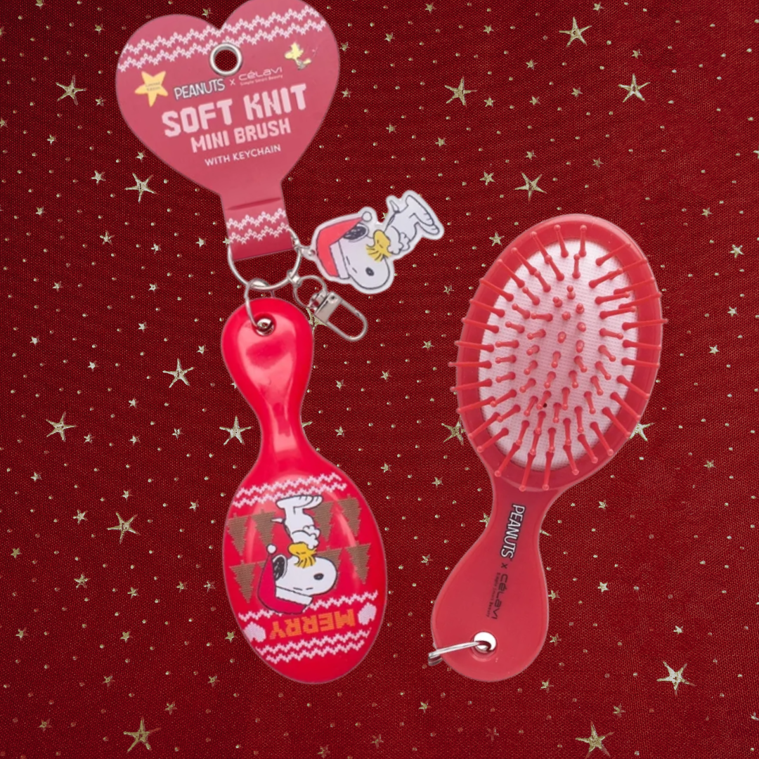 Soft Knit Mini Hair Brush With Keychain x Peanuts | Cepillo mini + llavero Snoopy