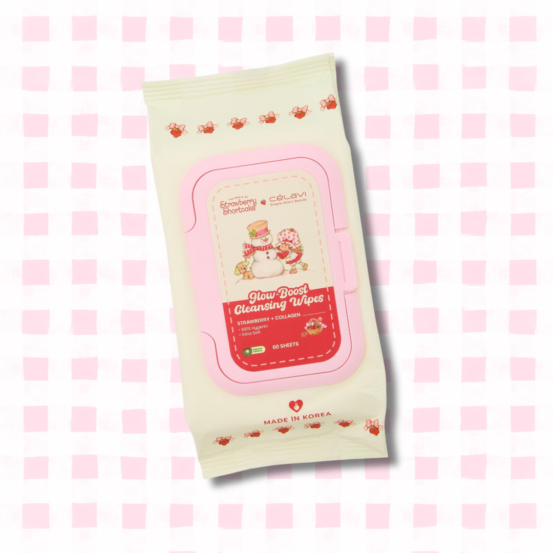 Célavi x Strawberry Shortcake Glow Boost Cleansing Wipes | Toallitas desmaquillantes Rosita Fresita