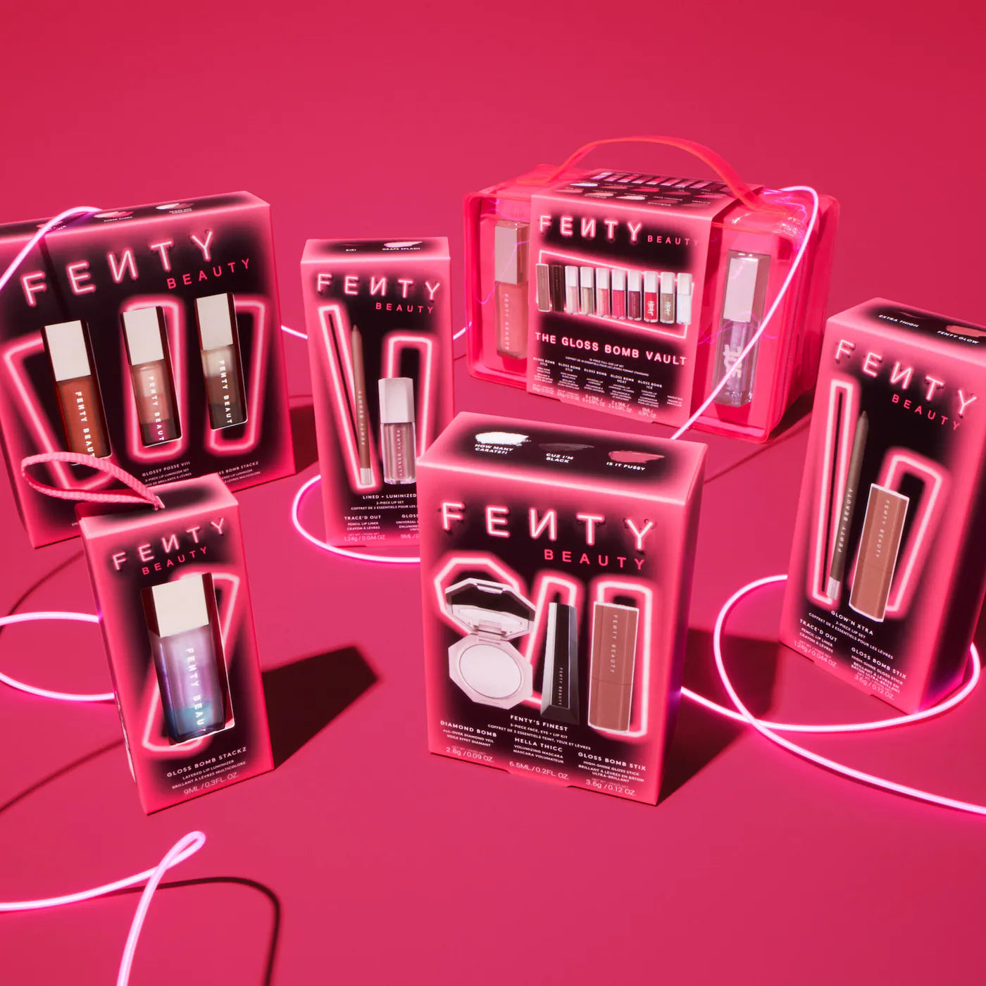 Fenty's Finest 3-Piece Face, Eye + Lip Kit | Set de iluminador y labial