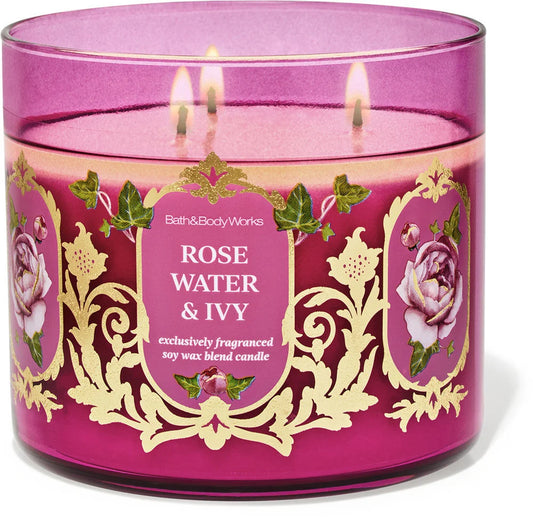 Rose Water & Ivy 3 Wick Candle | Vela aromática de 3 mechas - 411 gr