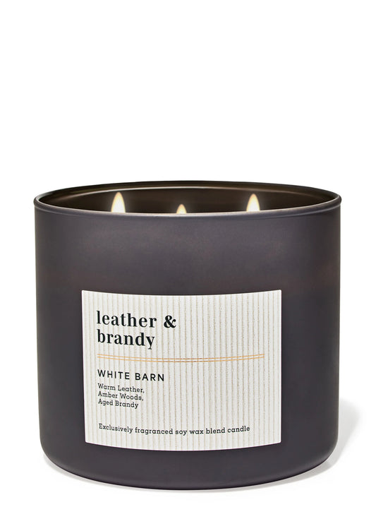 Leather & Brandy Crema 3 Wick Candle | Vela aromática de 3 mechas - 411 gr