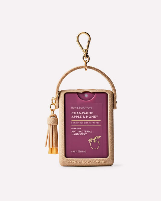 Tan Textured Holder with Strap | Soporte para spray de bolsillo
