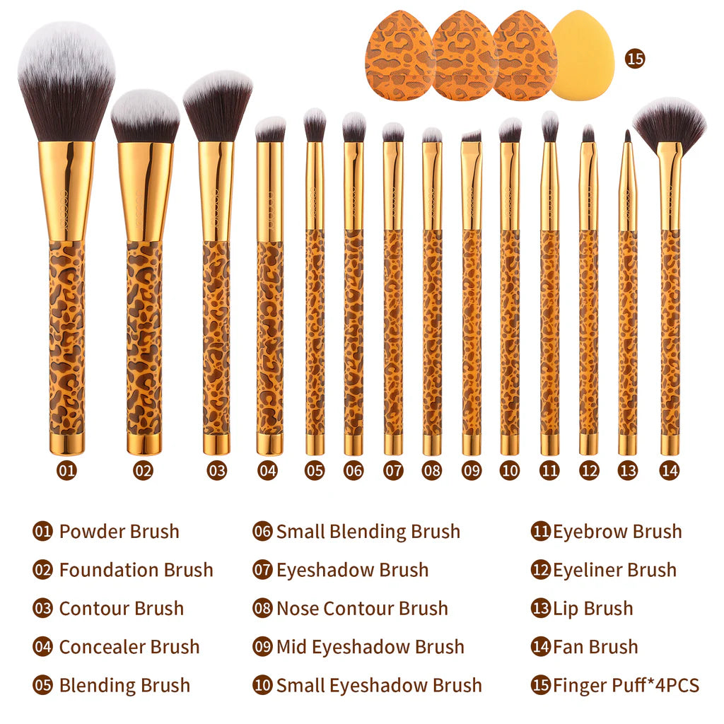 Leopard 14pc Brush Set | Set de brochas