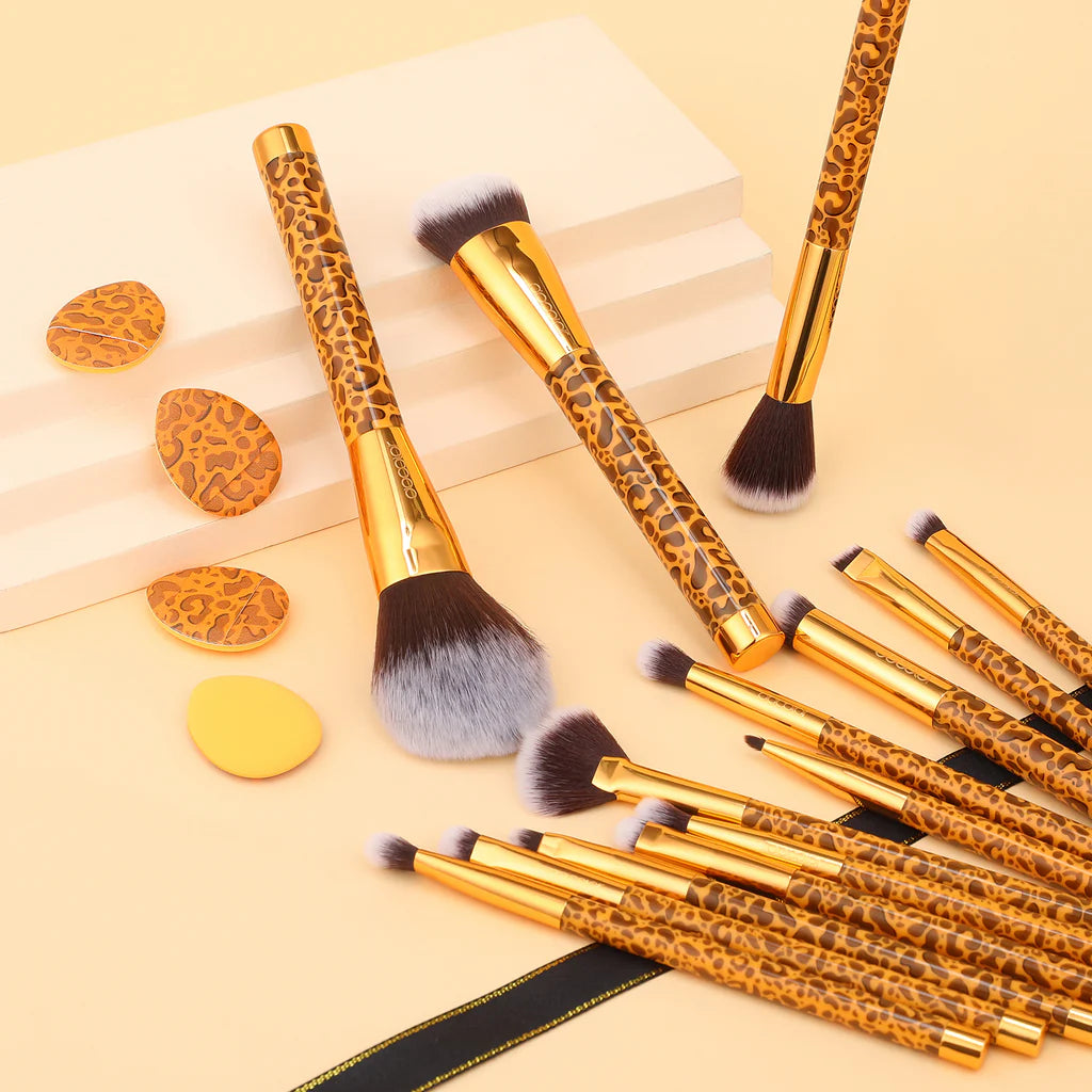 Leopard 14pc Brush Set | Set de brochas