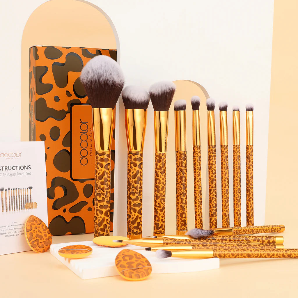 Leopard 14pc Brush Set | Set de brochas