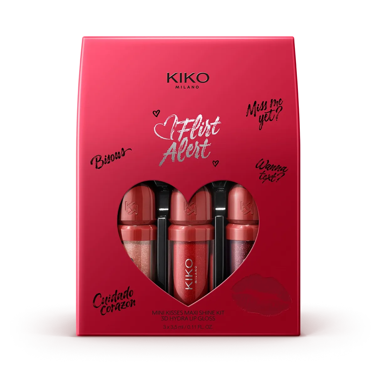Flirt Alert Mini Kisses| Maxi shine kit 3d hydra lip gloss| Brillo para labios