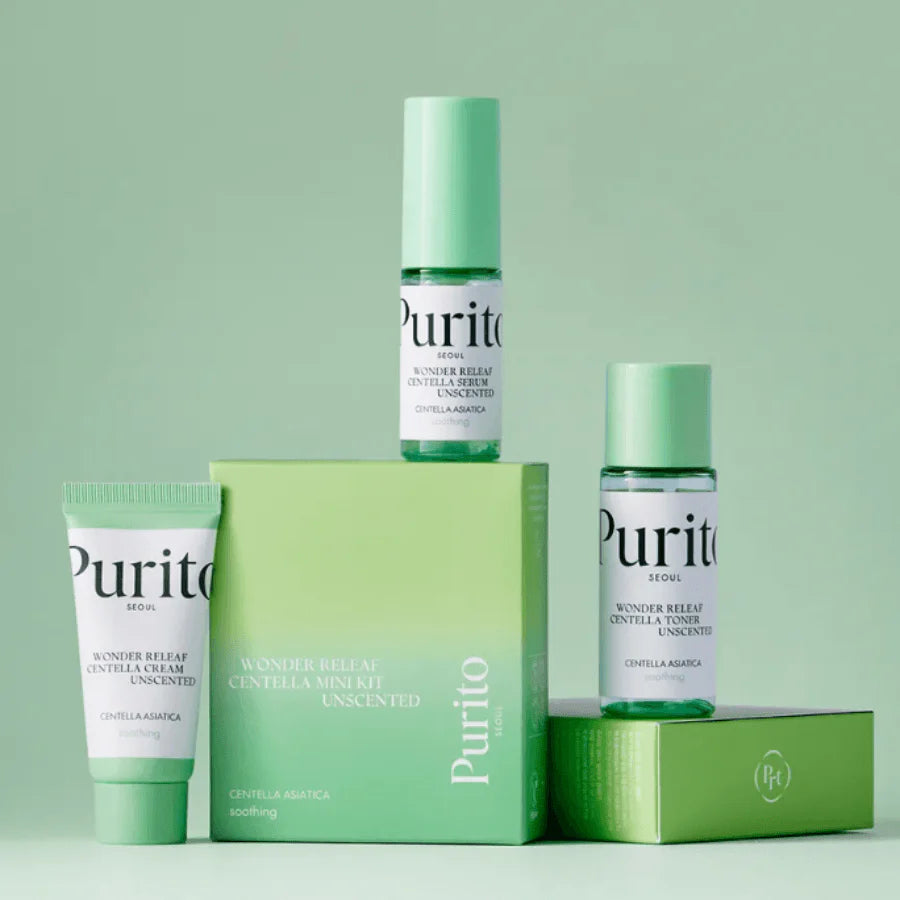 Wonder Releaf Centella Mini Kit Unscented | Set de cuidado facial | Alivia y regenera