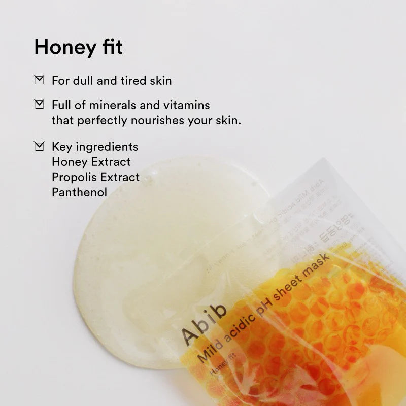 Mild Acidic PH Sheet Mask Honey Fit Sheet Mask | Mascarilla para rostro