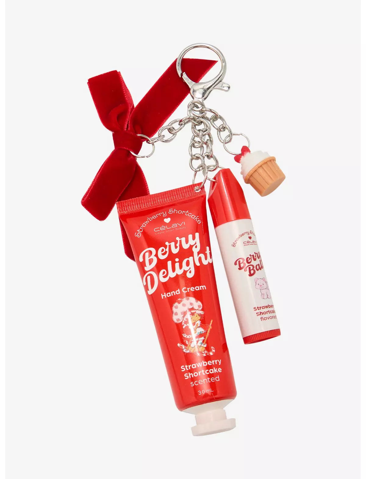 Berry Delight Hand Cream Keychain Set | Célavi Strawberry Shortcake | Bálsamo para labios Rosita Fresita