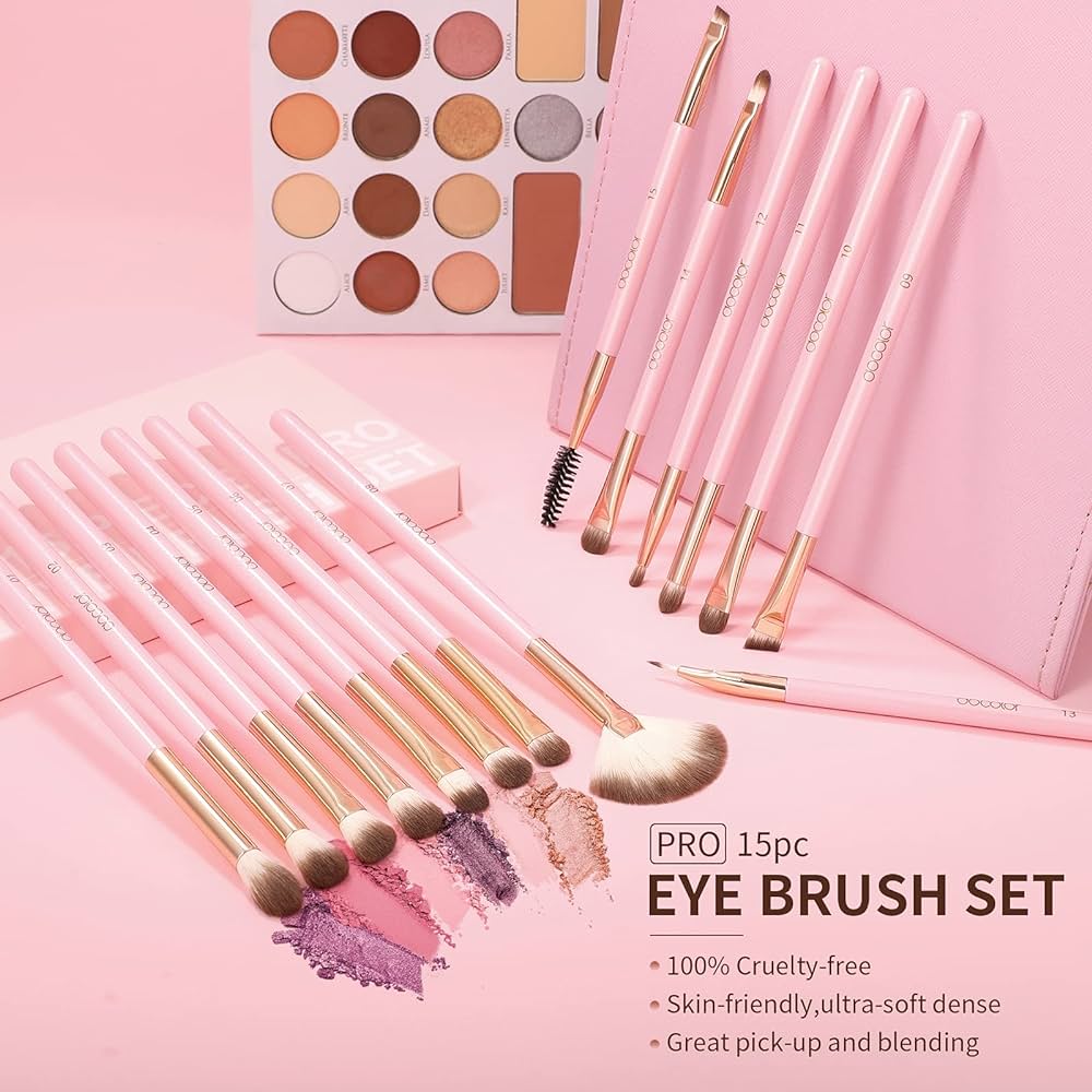 Pink 15 pc Eye brush Set | Set de brochas