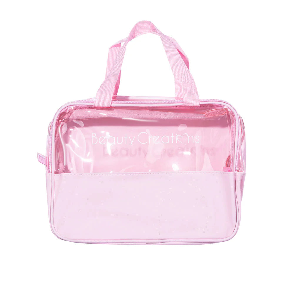 Clear Pink Makeup Bag | Cosmetiquera con asa