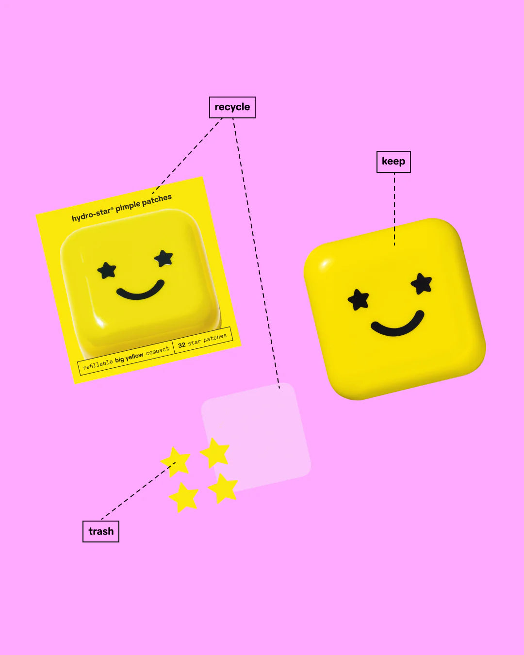 Starface Big Yellow Hidrocolloid Patches | Estuche + Parches Hidrocoloides para brotes
