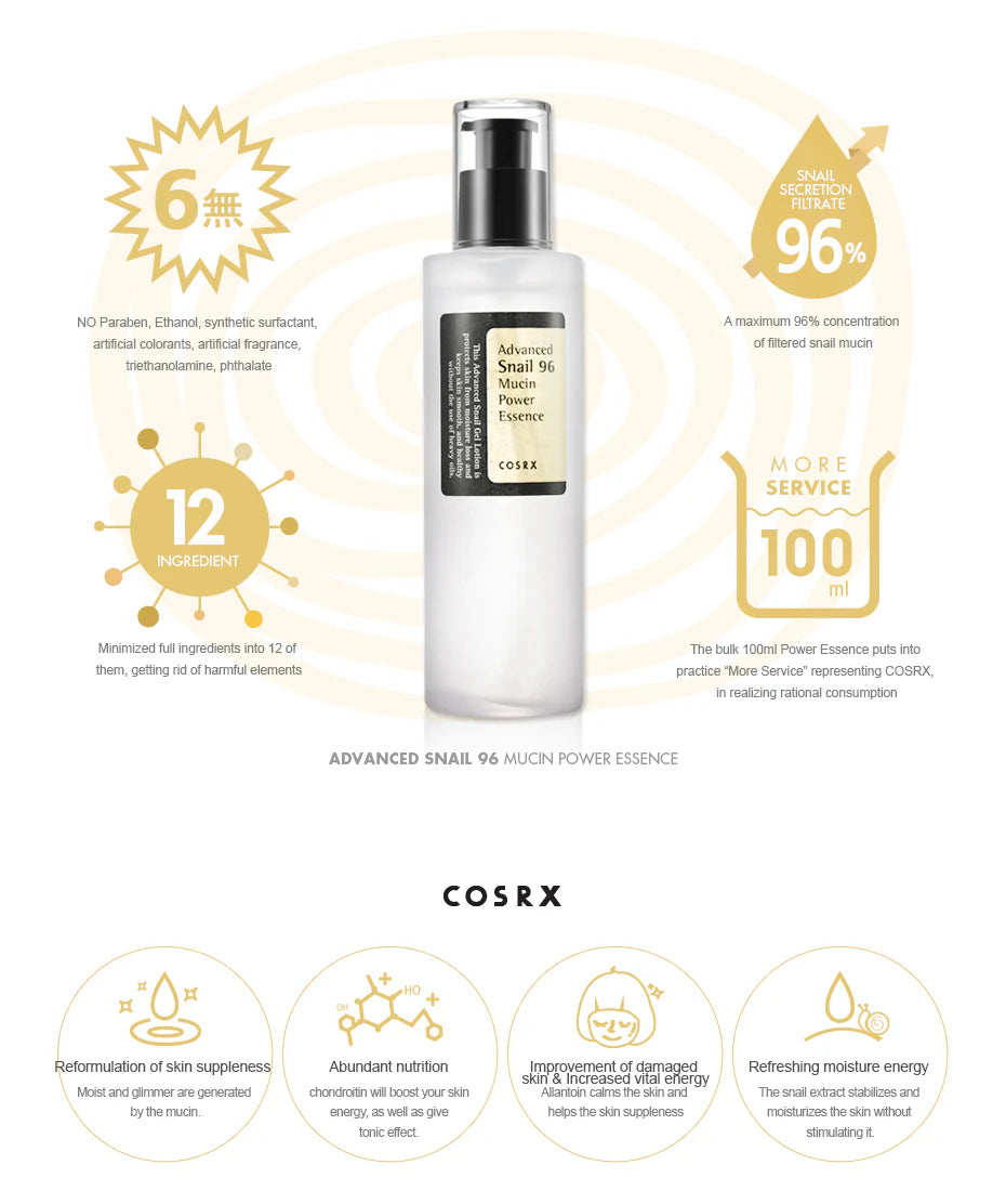 Advanced Snail 96 Mucin Power Essence | Esencia para rostro