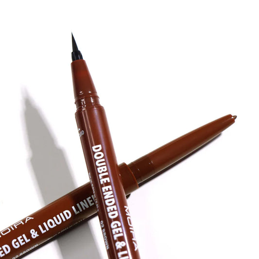 Double Ended Gel & Liquid Liner (002 Brown) | Delineador café Doble Plumín y Lapiz para ojos