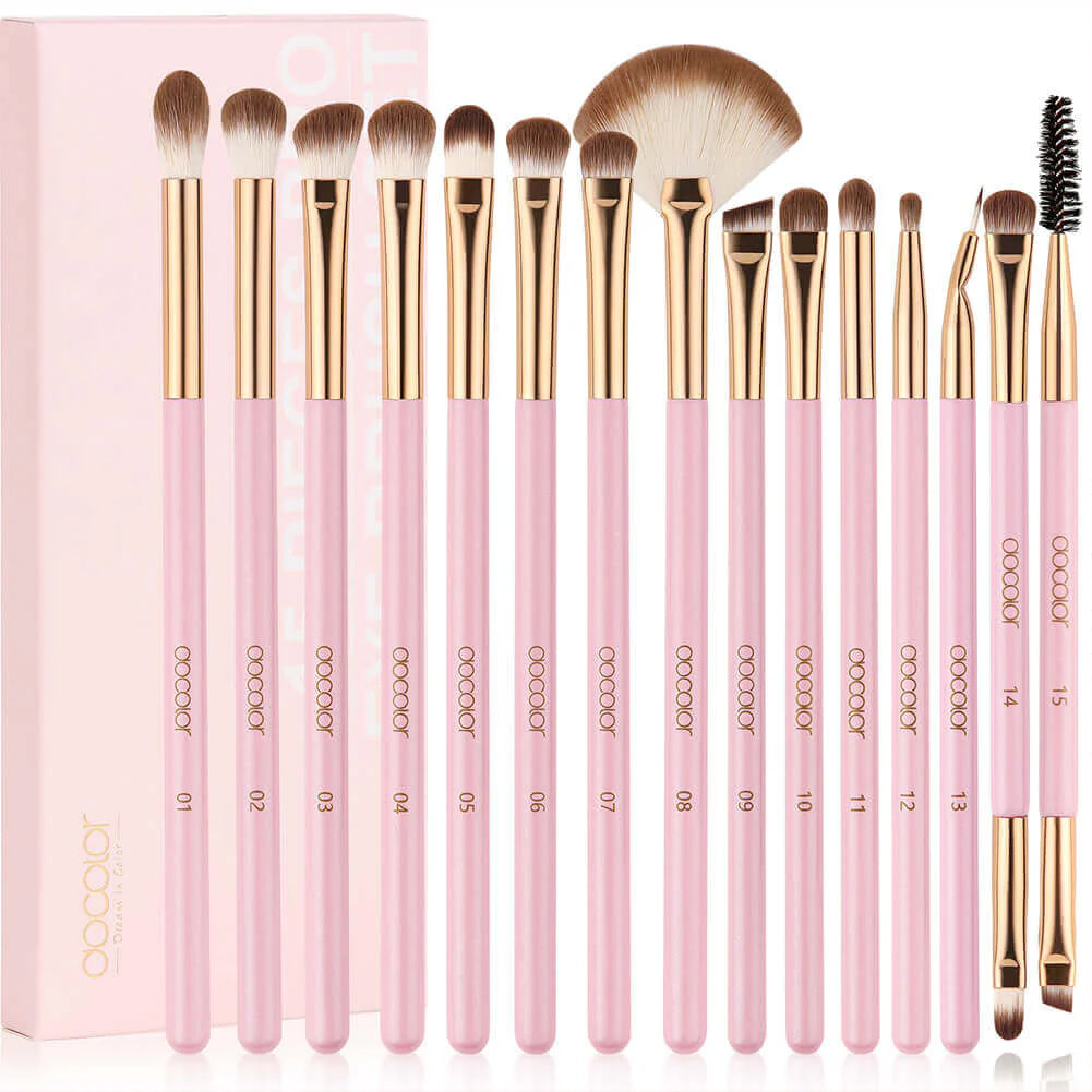 Pink 15 pc Eye brush Set | Set de brochas