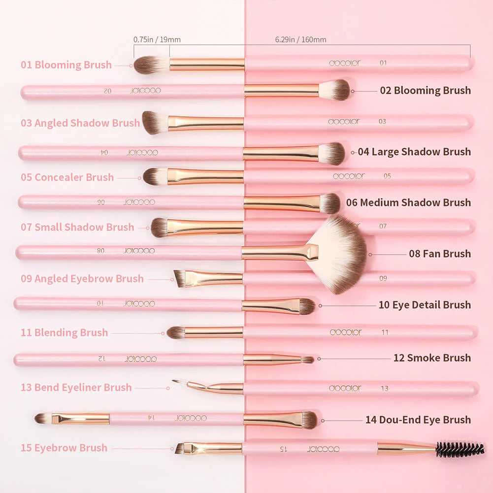 Pink 15 pc Eye brush Set | Set de brochas