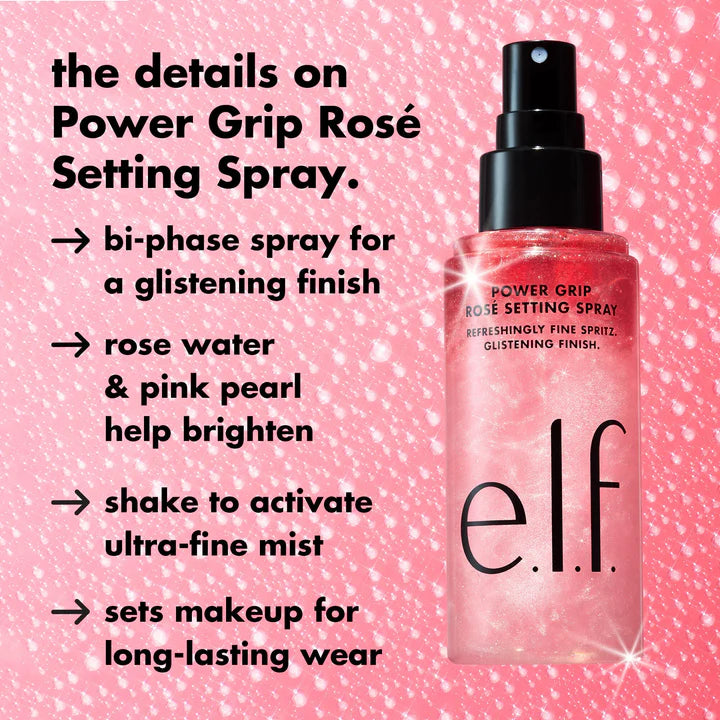 Spray fijador Power Grip Rosé | Fijador de maquillaje con agua de Rosas