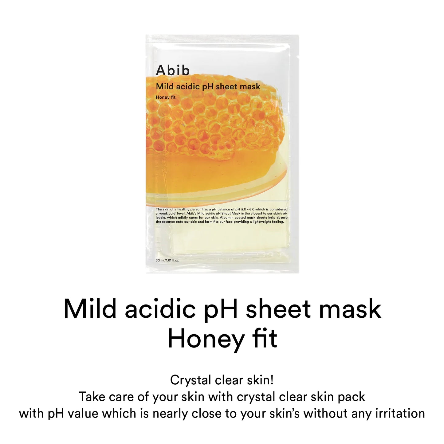 Mild Acidic PH Sheet Mask Honey Fit Sheet Mask | Mascarilla para rostro