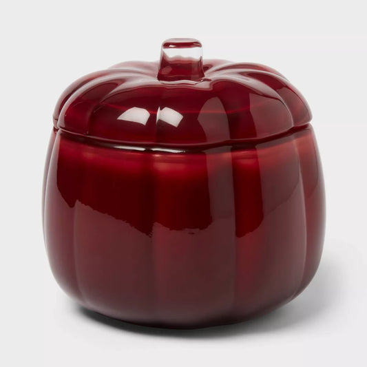 WARM CIDER AND CINNAMON Lidded Glass Pumpkin Jar Candle - Threshold™ | Vela de 2 mechas 20 oz