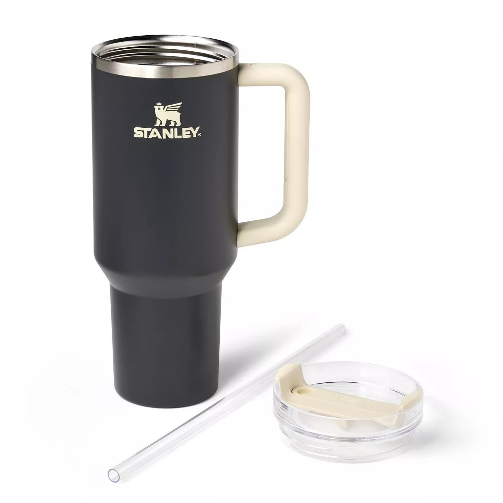 Stanley Stainless Steel H2.0 FlowState Quencher Tumbler | Black & Beige 40 oz