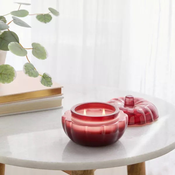 WARM CIDER AND CINNAMON Lidded Glass Pumpkin Jar Candle - Threshold™ | Vela de 2 mechas