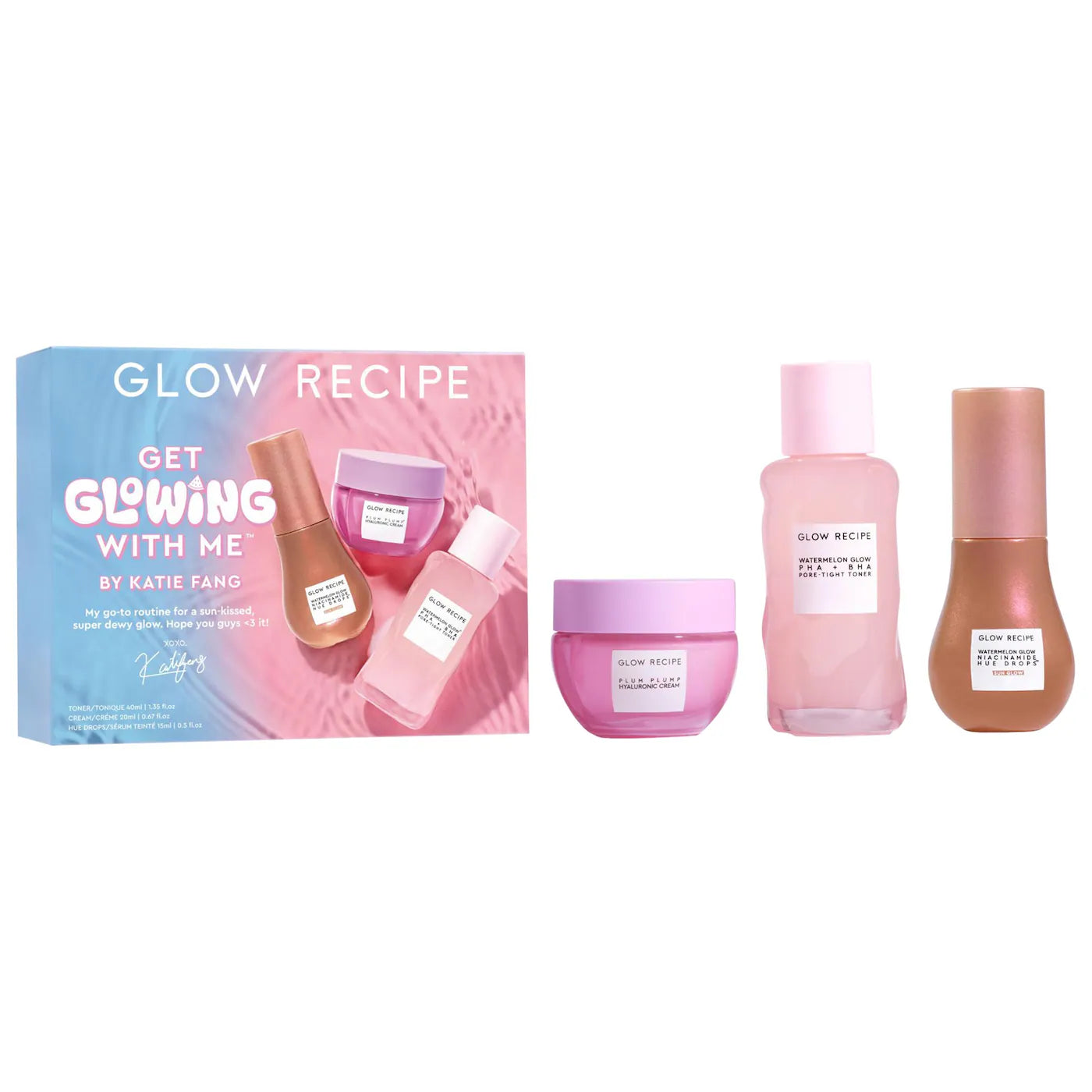 Get Glowing With Me Kit by Katie Fang with Hue Drops Tinted Serum | Set de Skincare