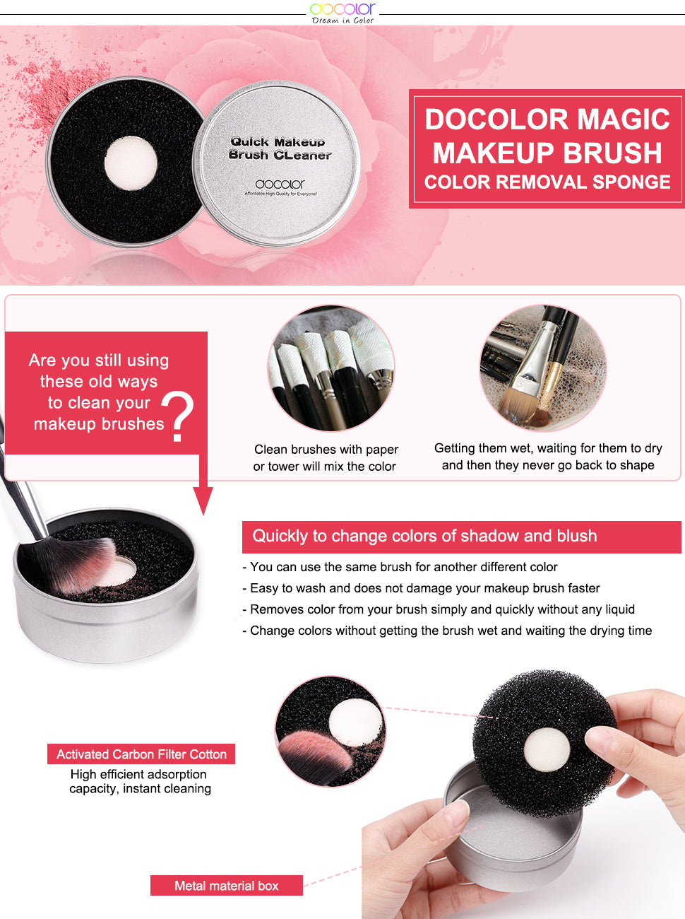 Makeup Brush Quick Cleaner | Esponja limpiadora para brochas, en seco