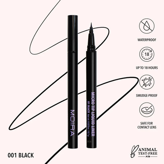 Micro Tip Liquid Liner 001, Black | Plumín delineador negro para ojos