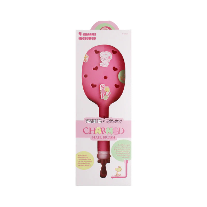 Pink Charmed Hair Brush Peanuts | Cepillo para el cabello + 4 Charms Snoopy