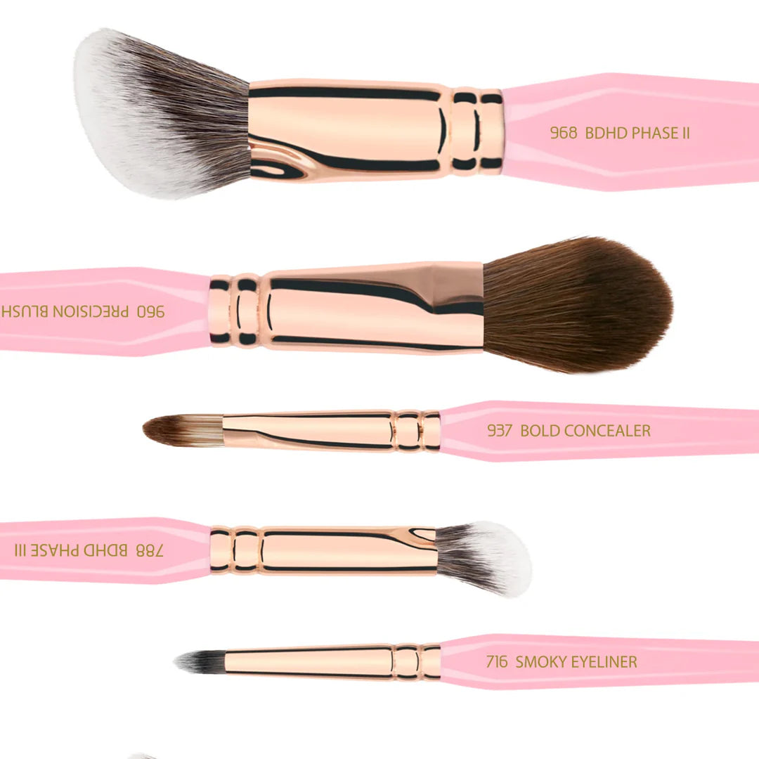 Pink Golden Triangle Face & Eyes Set | Set de brochas rostro y ojos