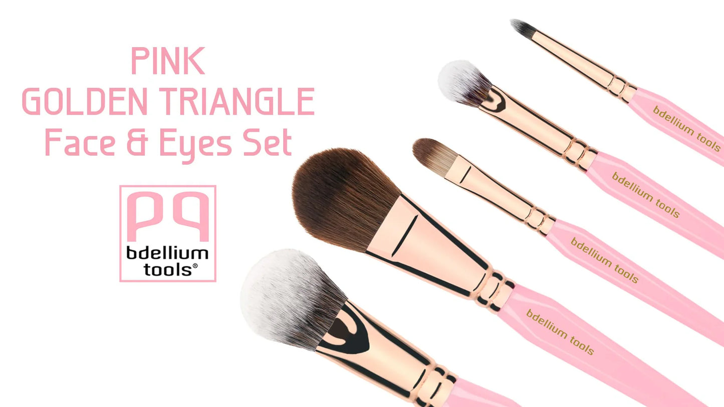 Pink Golden Triangle Face & Eyes Set | Set de brochas