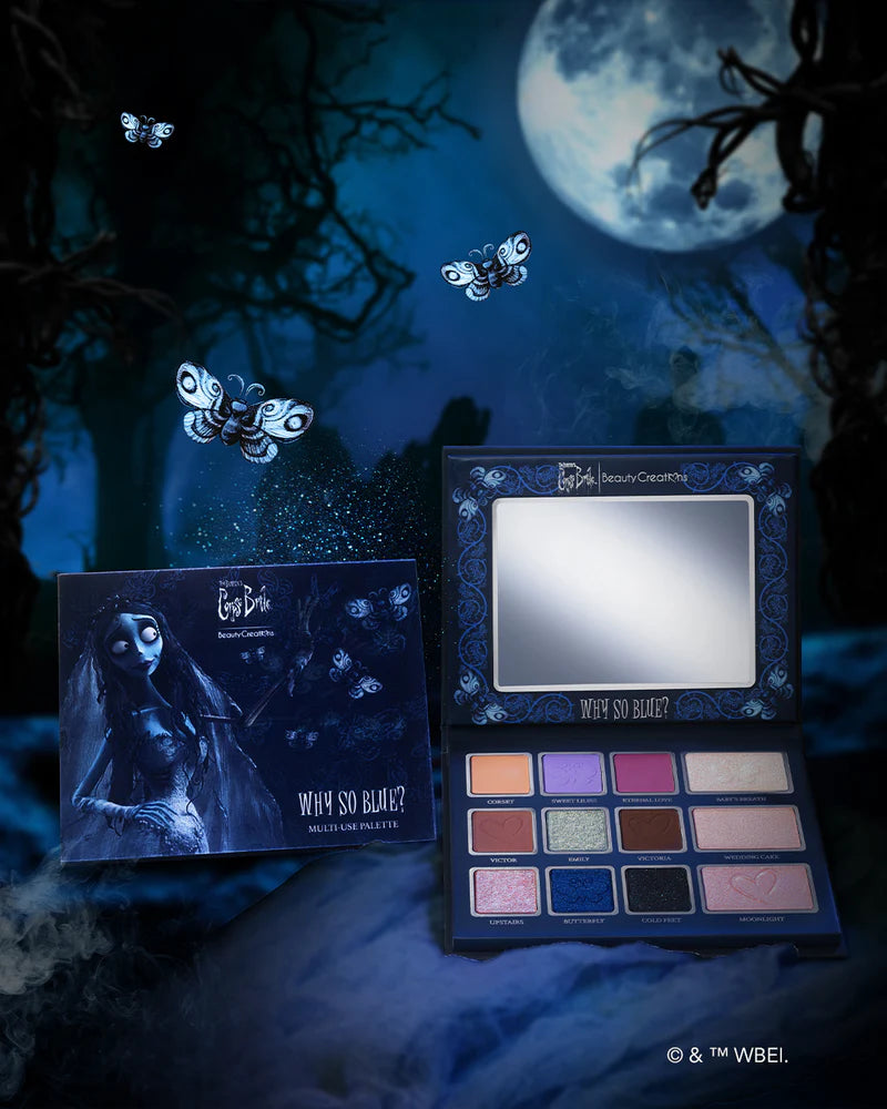 Corpse Bride x Beauty Creations "Why So Blue?" | Paleta de sombras e iluminadores | Edición limitada