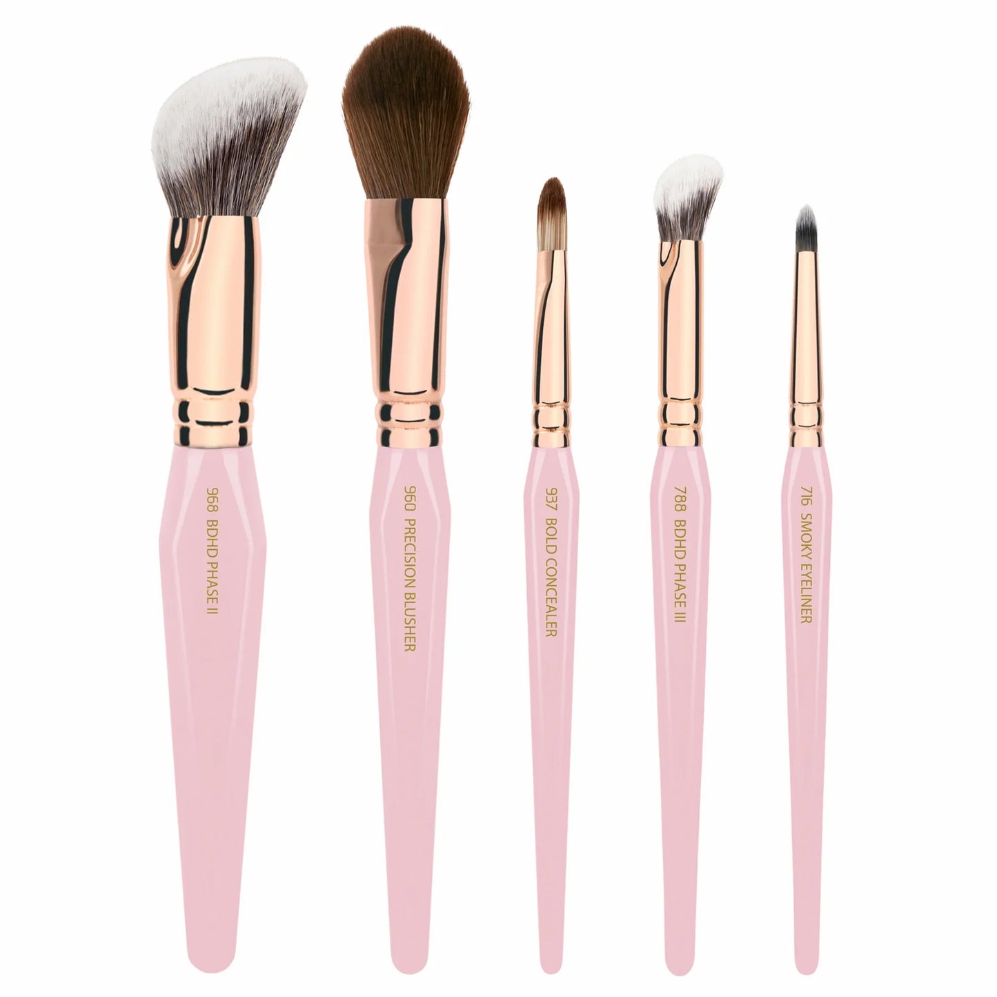 Pink Golden Triangle Face & Eyes Set | Set de brochas rostro y ojos