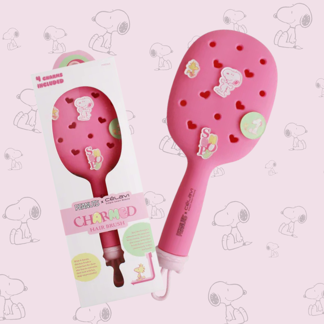 Pink Charmed Hair Brush Peanuts | Cepillo para el cabello + 4 Charms Snoopy