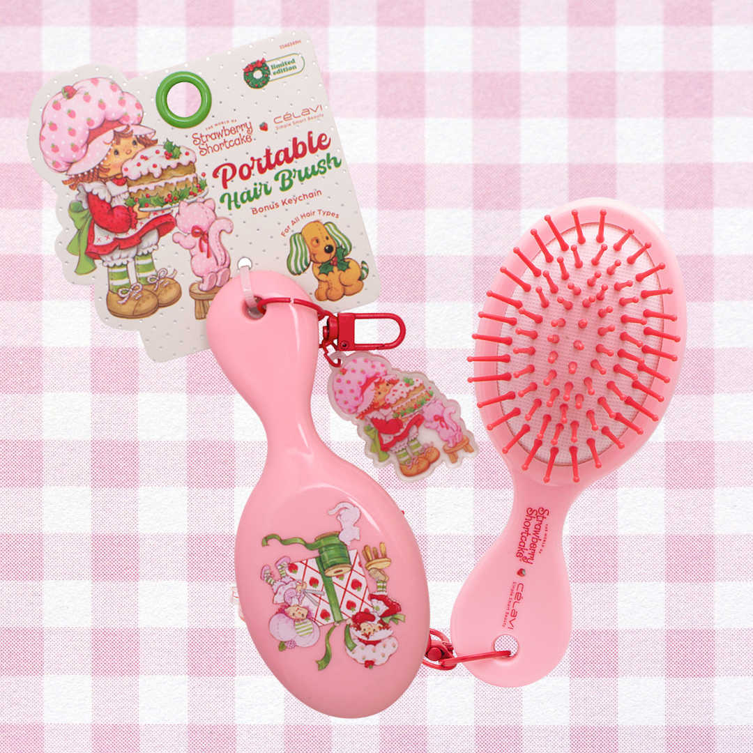Strawberry Shortcake Portable Hair Brush With Keychain | Cepillo mini + llavero Rosita Fresita