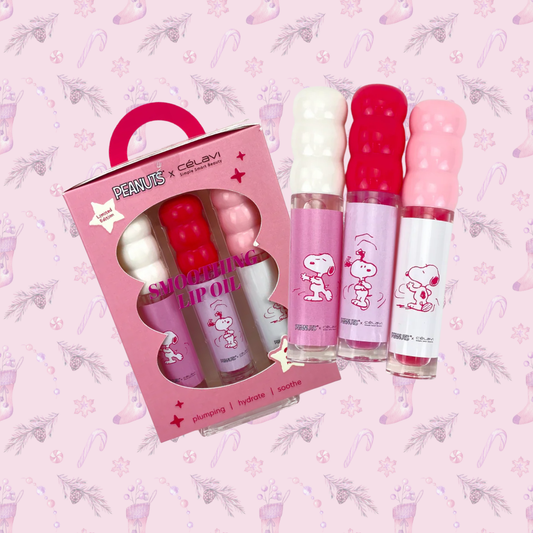 Soothing Lip oil Set Peanuts x Celavi | Set de glosses 3 pz Snoopy