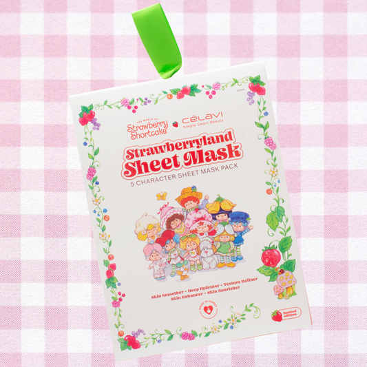 Celavi X Strawberry Shortcake Strawberryland 5 Character Sheet Mask Pack Set | Mascarillas para rostro Rosita Fresita