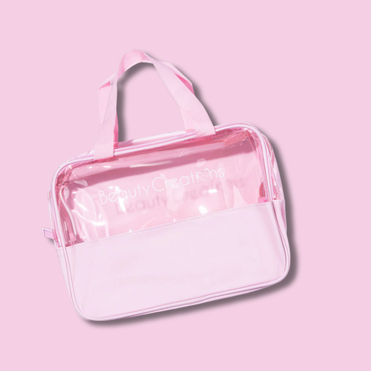 Clear Pink Makeup Bag | Cosmetiquera con asa