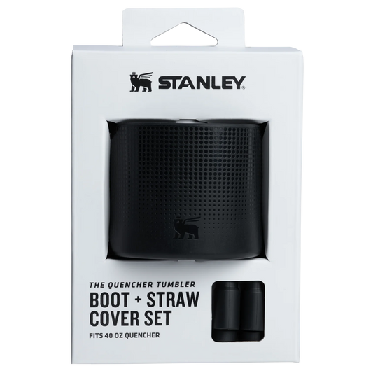 BLACK Stanley Quencher Boot and 2 pz Straw Cover Set | Botita protectora para termo y popote