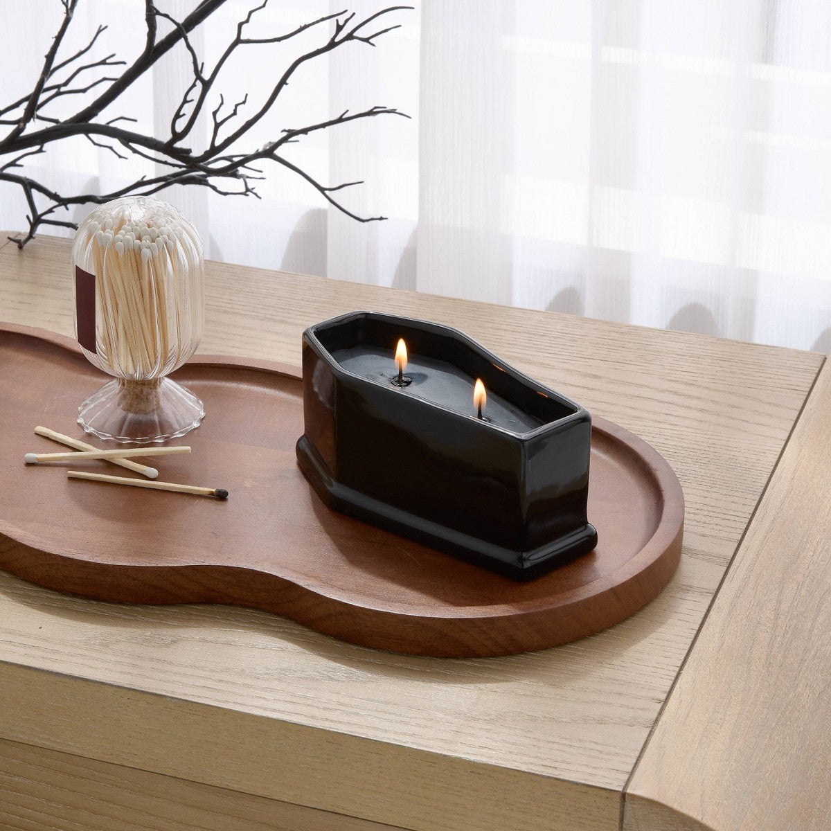 2 wick Casket Shaped Candle | Vela 2 mechas