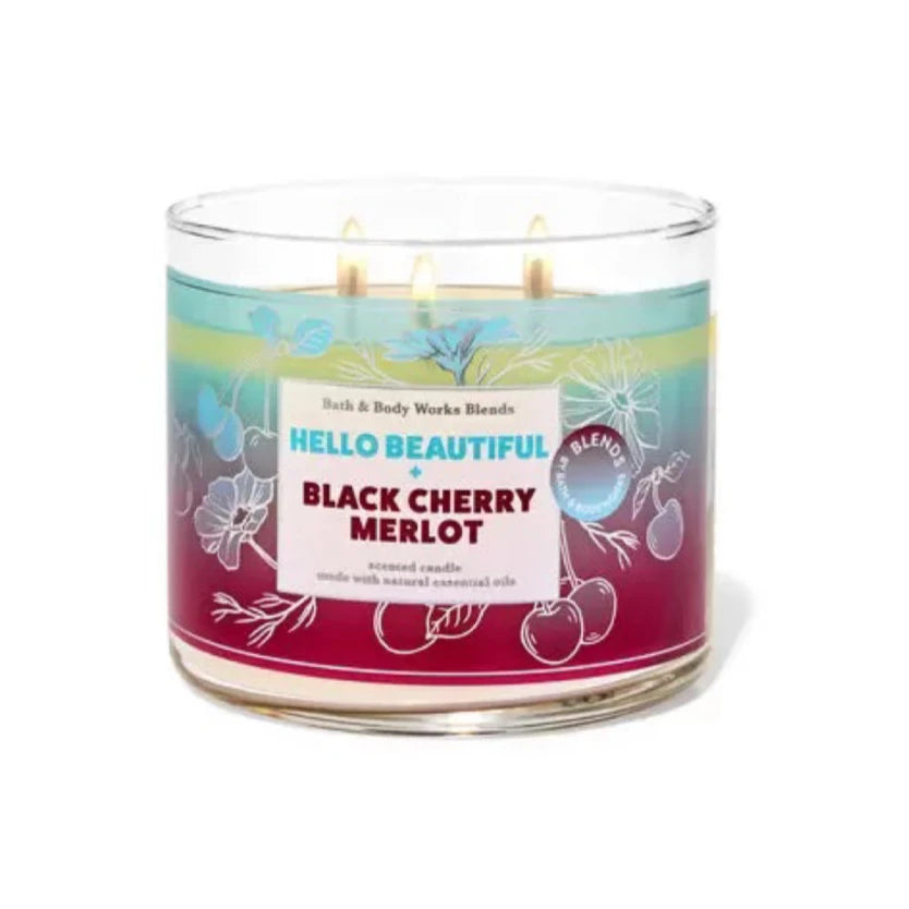 Hello Beautiful + Black Cherry Merlot Candle | Vela 3 mechas | 411gr