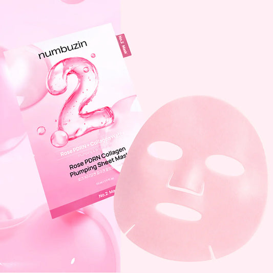 No.2 Rose PDRN Collagen Plumping Sheet Mask | Mascarilla reparadora iluminadora