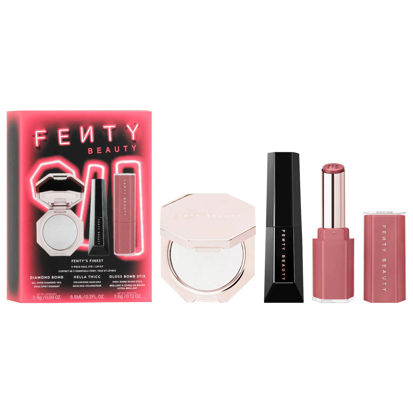 Fenty's Finest 3-Piece Face, Eye + Lip Kit | Set de iluminador y labial
